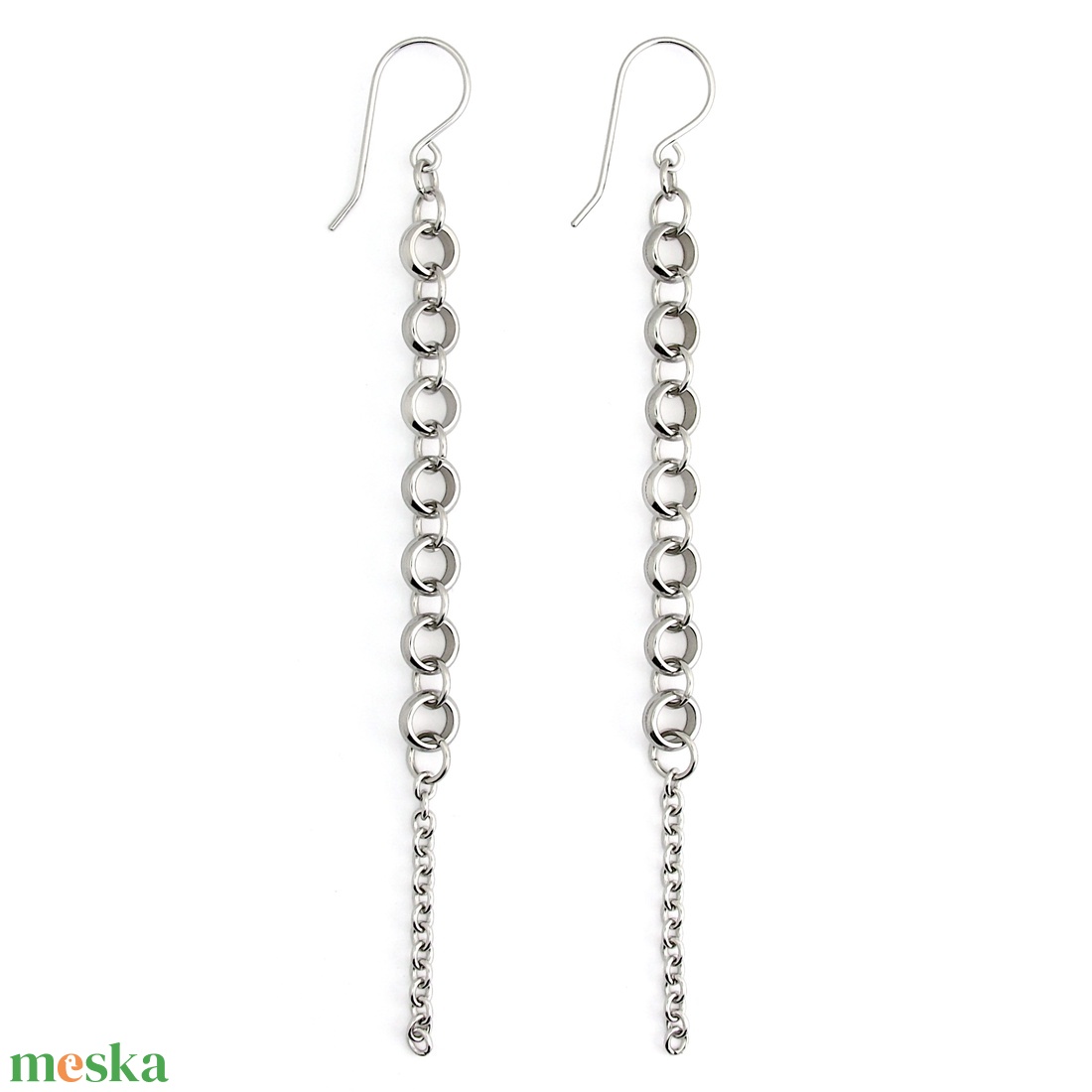 Hosszú lánc fülbevaló / Nemesacél fülbevaló / Női ékszer - ékszer - fülbevaló - lógó fülbevaló - Meska.hu