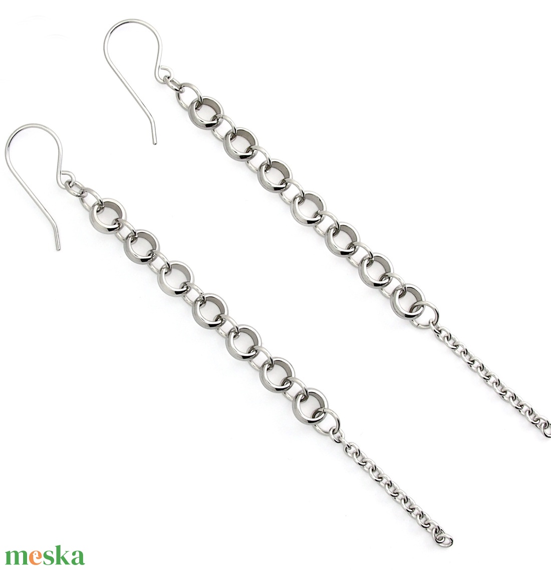 Hosszú lánc fülbevaló / Nemesacél fülbevaló / Női ékszer - ékszer - fülbevaló - lógó fülbevaló - Meska.hu