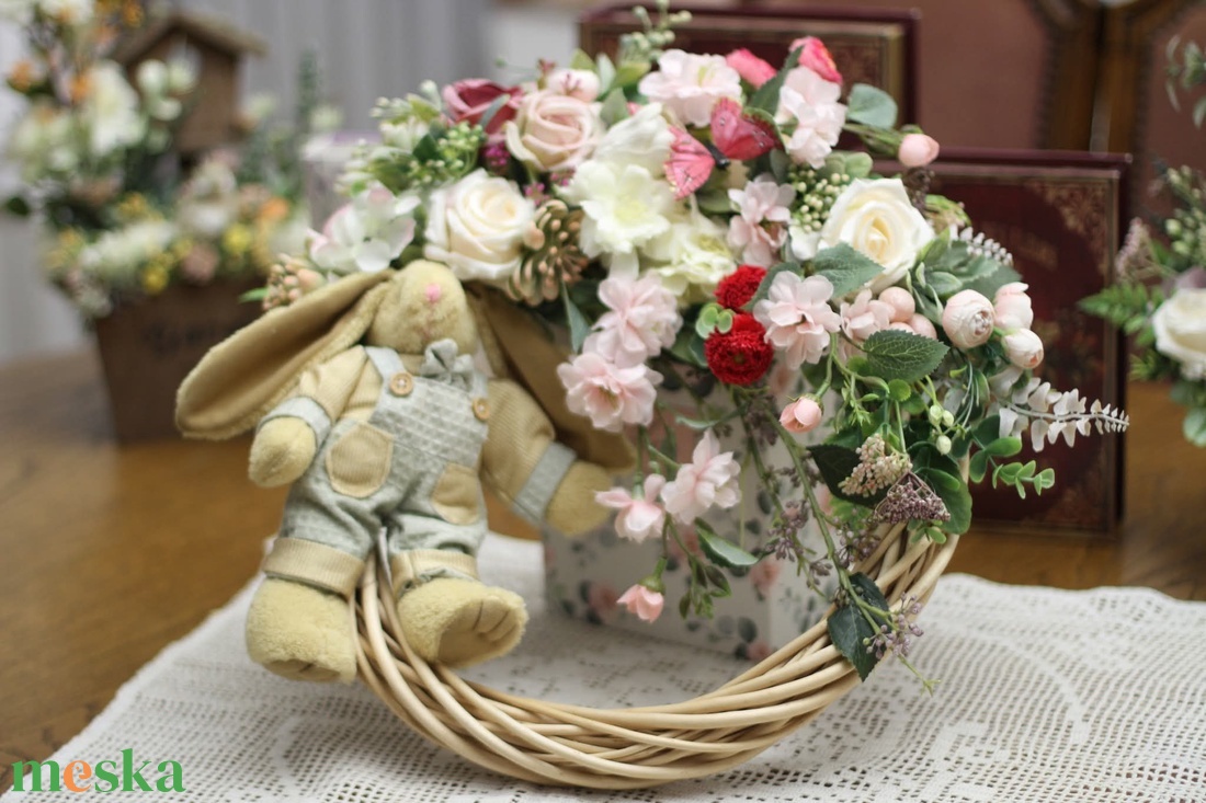 Tavaszi kopogtató,  húsvéti ajtódísz  - otthon & életmód - dekoráció - ajtó- és ablak dekoráció - ablakdísz - Meska.hu