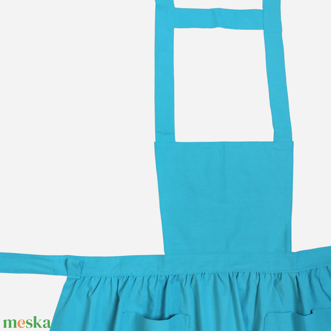 Vintage stílusú pamut kötény - türkiz színben - otthon & életmód - konyhafelszerelés, tálalás - konyhai textil - kötény - Meska.hu