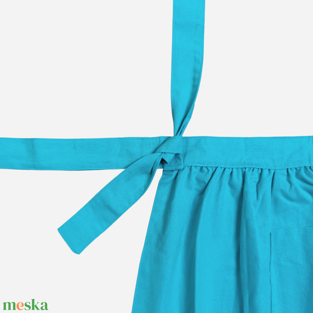 Vintage stílusú pamut kötény - türkiz színben - otthon & életmód - konyhafelszerelés, tálalás - konyhai textil - kötény - Meska.hu