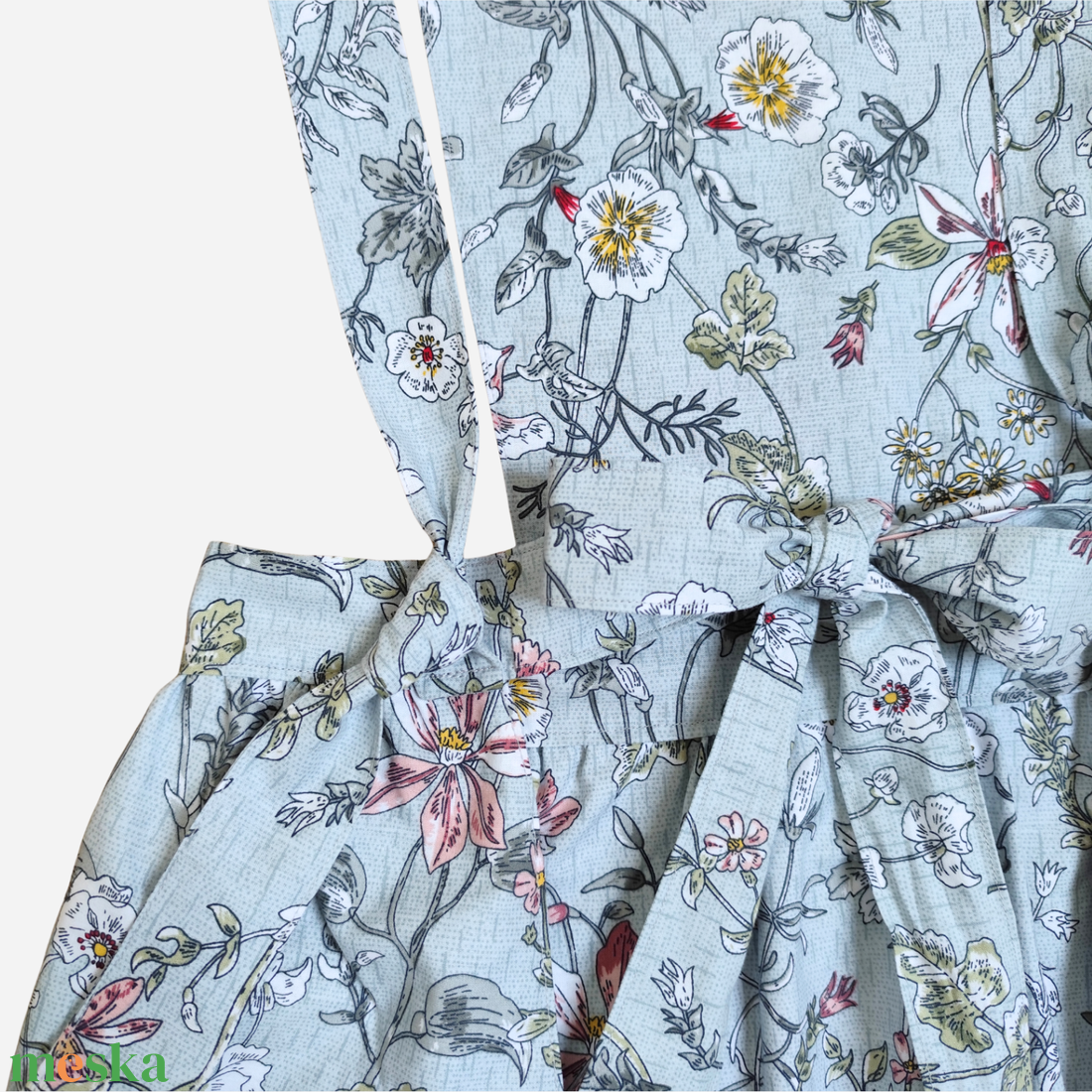 Vintage stílusú pamut kötény - virágos, indás - otthon & életmód - konyhafelszerelés, tálalás - konyhai textil - kötény - Meska.hu