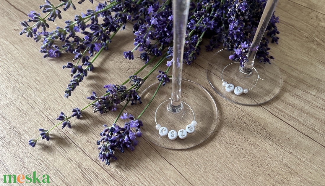 Monogramos pohárjelölő / ültető - esküvő - meghívó & kártya - ültetési rend - Meska.hu