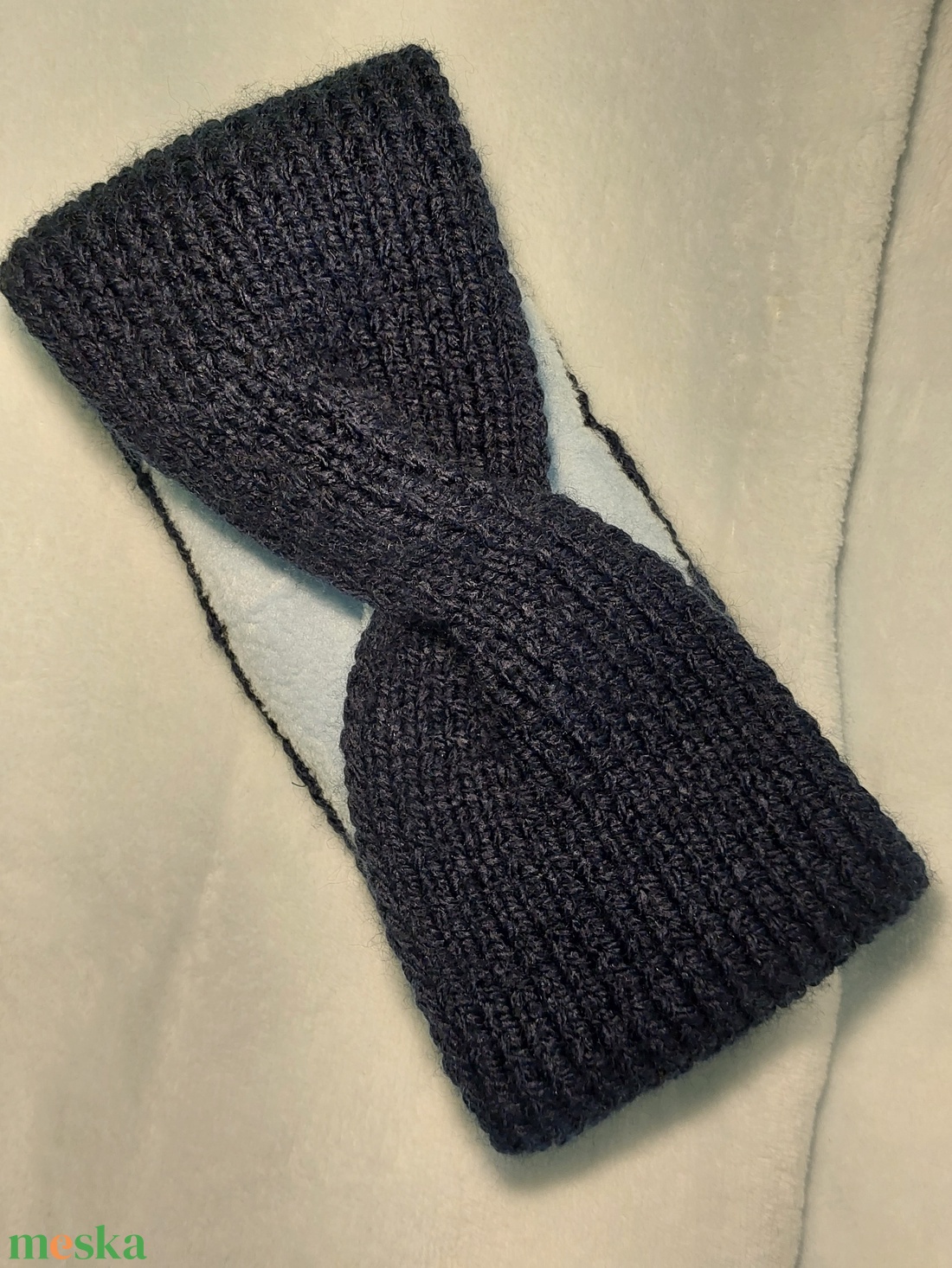 SZILVIA - csavaros kötött fejpánt polár béléssel - ruha & divat - sál, sapka, kendő - fejpánt - Meska.hu