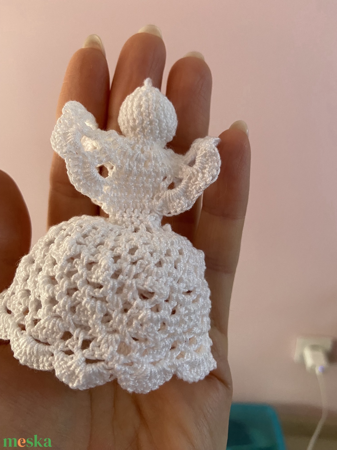 Horgolt angyalka  - karácsony - adventi díszek - adventi asztaldísz - Meska.hu