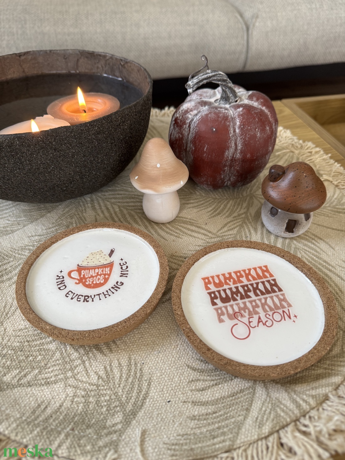 Őszi parafa poháralátét szett � Pumpkin Season (2 db) - otthon & életmód - dekoráció - dísztárgy - Meska.hu