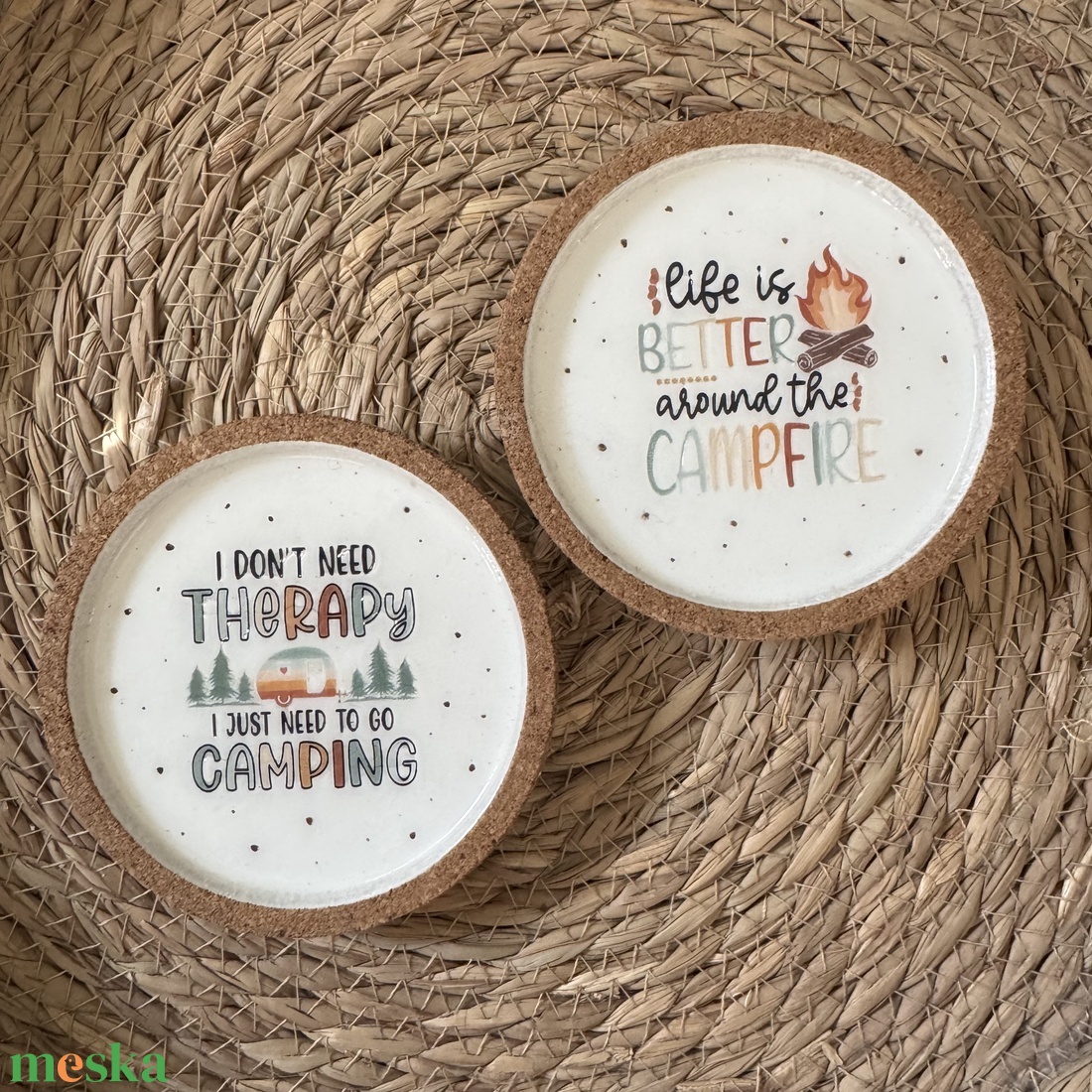 Camping parafa poháralátét szett � Campfire (2 db) - otthon & életmód - dekoráció - dísztárgy - Meska.hu