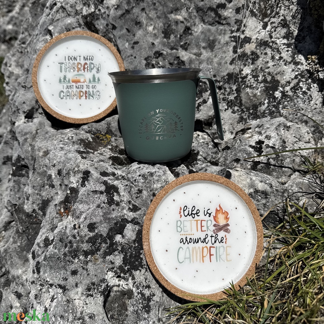 Camping parafa poháralátét szett � Campfire (2 db) - otthon & életmód - dekoráció - dísztárgy - Meska.hu
