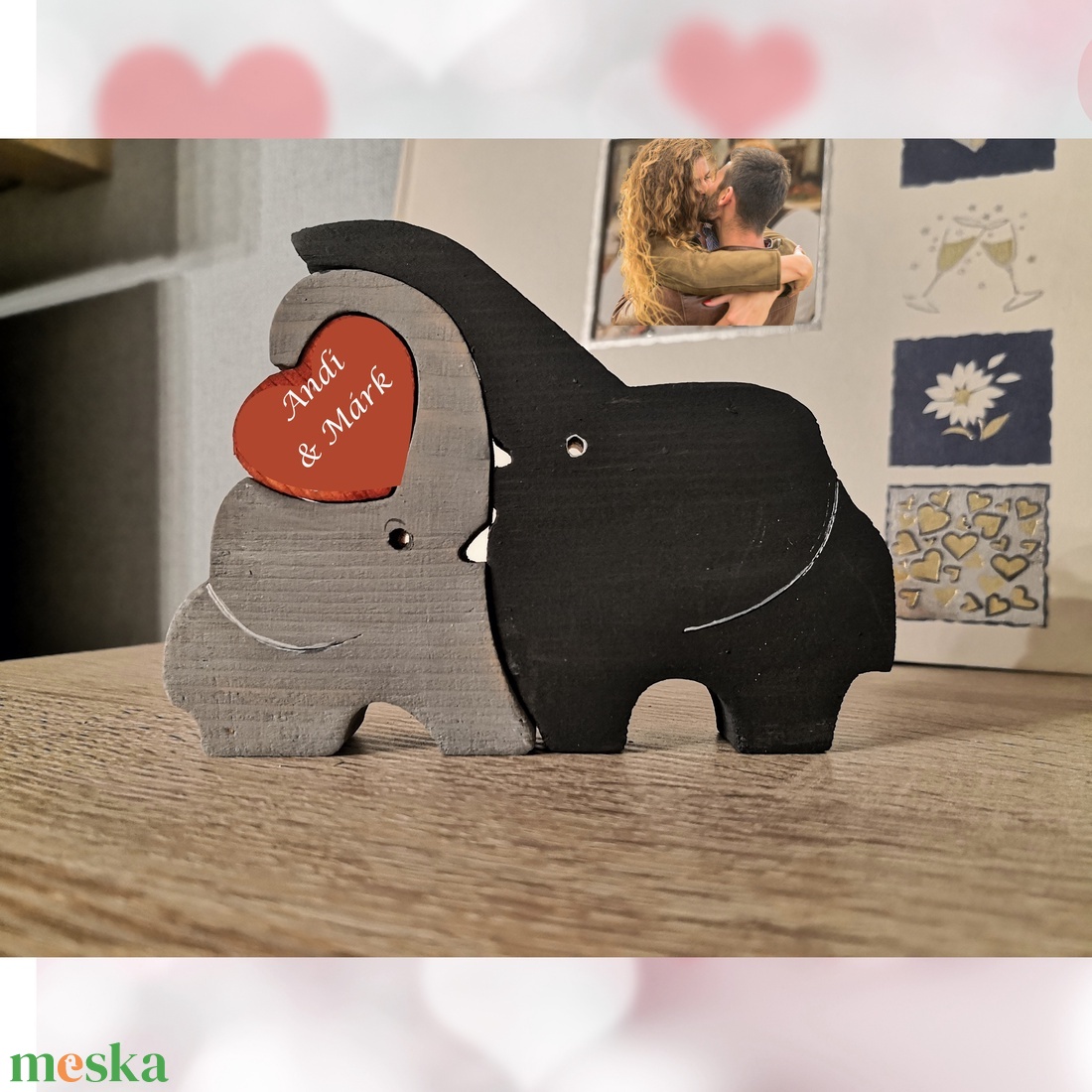 Névre szóló Összebújó elefántok puzzle dísz - otthon & életmód - dekoráció - asztal és polc dekoráció - asztaldísz - Meska.hu
