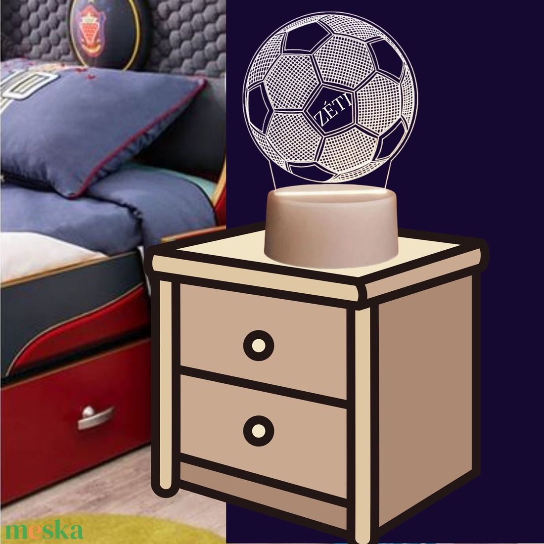 Egyedi feliratos 3D, LED focilabda hangulatlámpa - otthon & életmód - babaszoba, gyerekszoba - babaszoba, gyerekszoba - Meska.hu