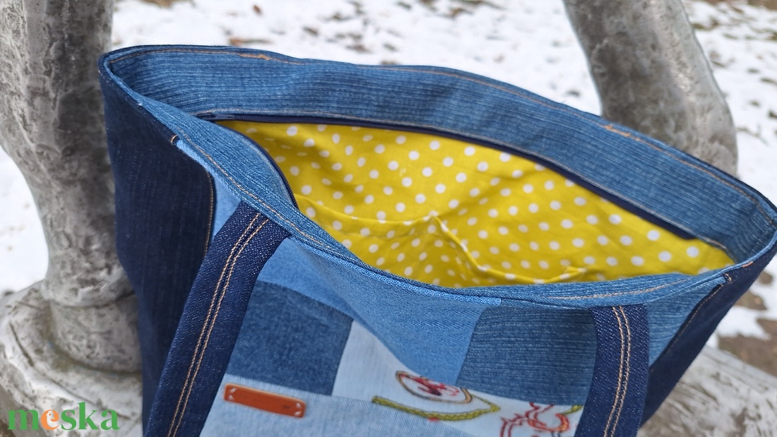 Farmer táska patchwork módra - táska & tok - kézitáska & válltáska - válltáska - Meska.hu