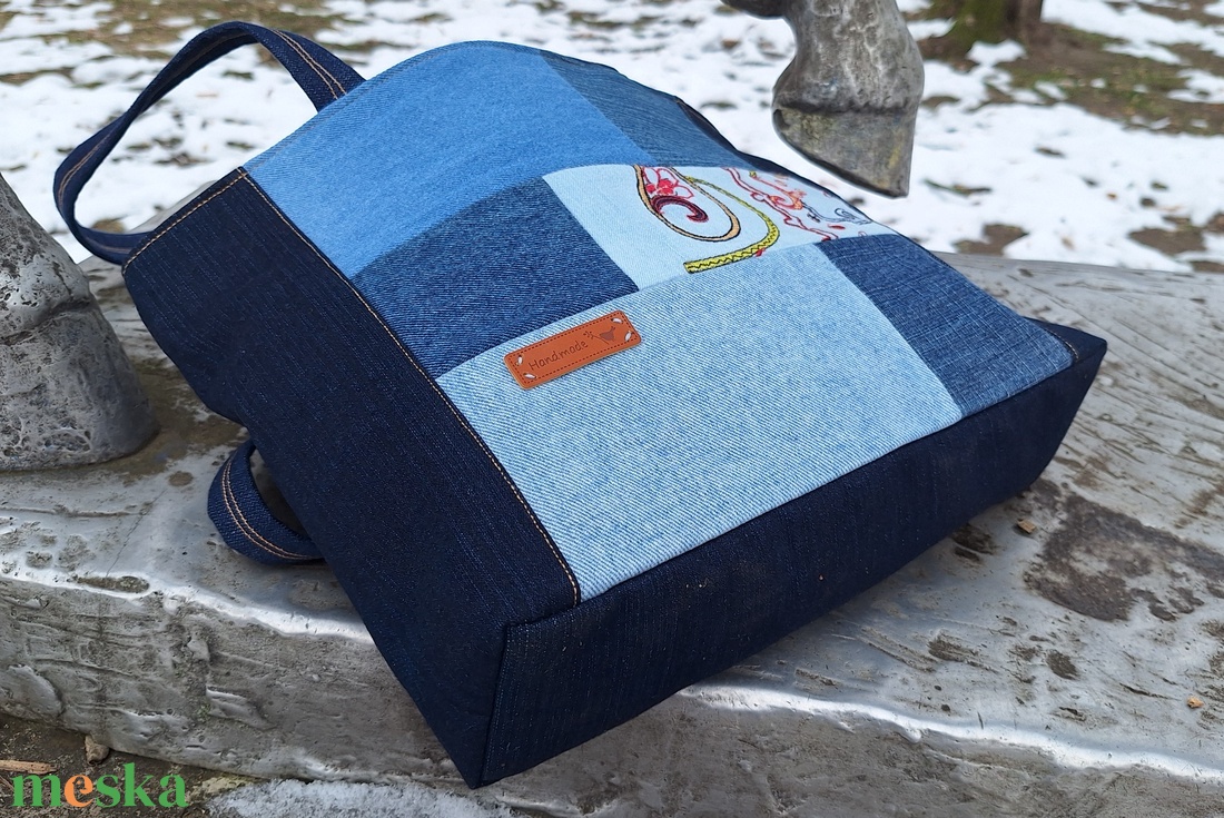 Farmer táska patchwork módra - táska & tok - kézitáska & válltáska - válltáska - Meska.hu