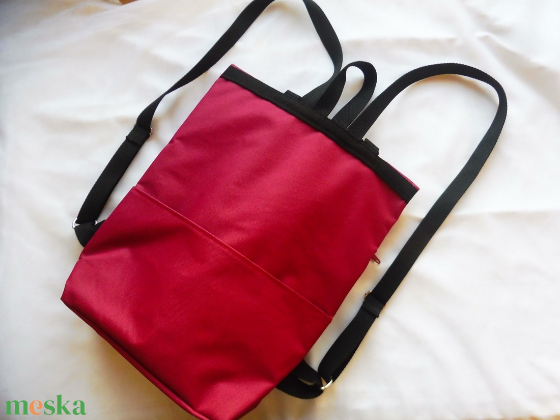 Bordó erdő mintás nagy roll up hátizsák - táska & tok - hátizsák - roll top hátizsák - Meska.hu