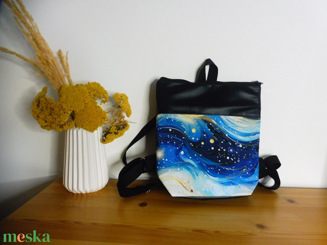 Kék hullám mintás hátizsák - táska & tok - hátizsák - hátizsák - Meska.hu