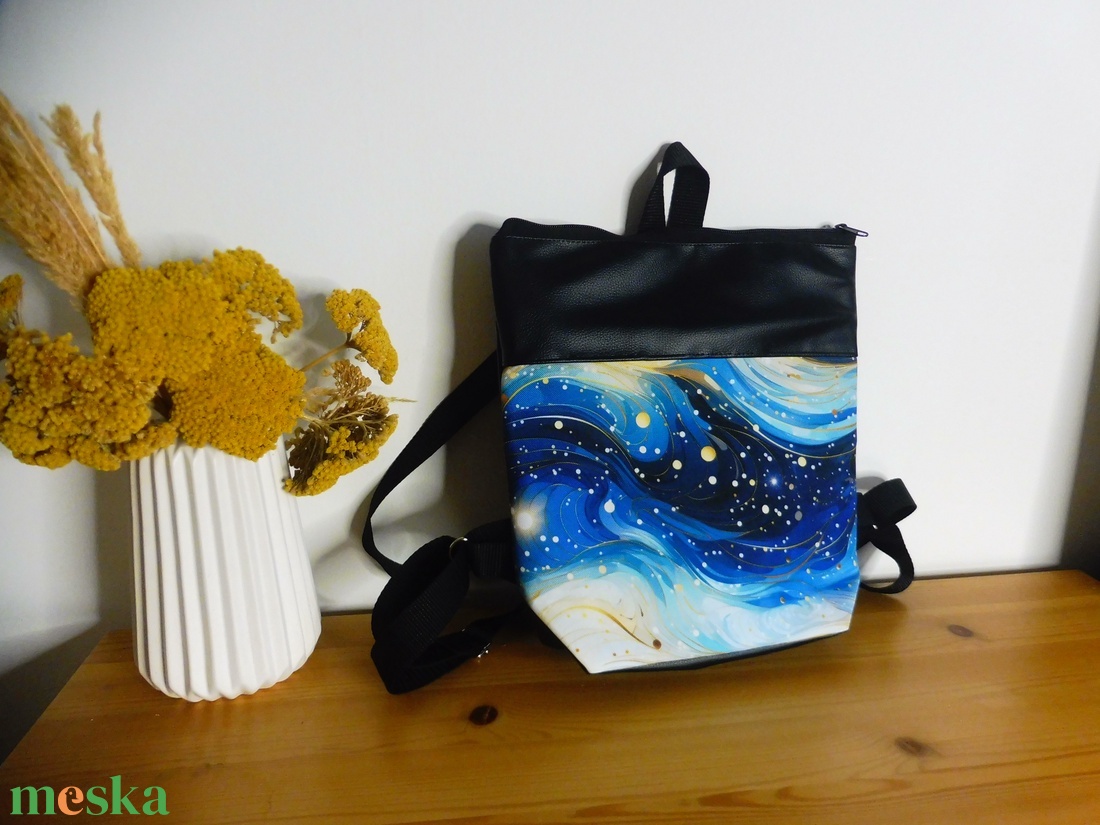 Kék hullám mintás hátizsák - táska & tok - hátizsák - hátizsák - Meska.hu