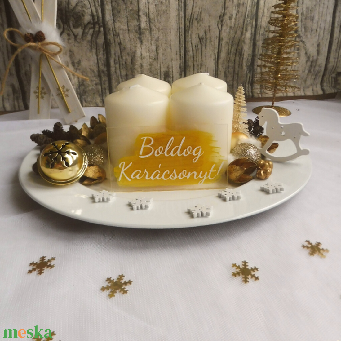 Arany adventi koszorú - karácsony - adventi díszek - adventi koszorú - Meska.hu