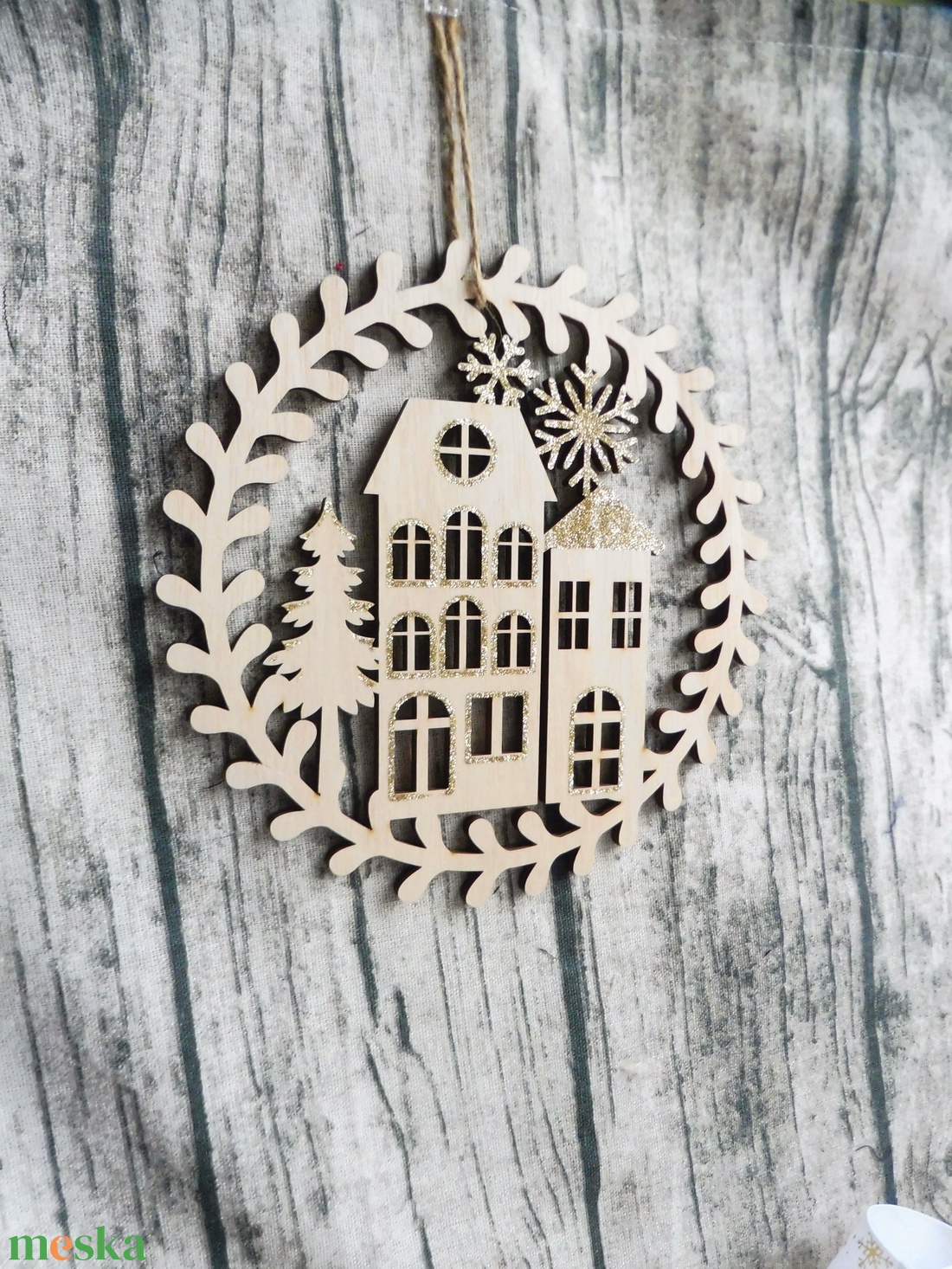 Arany adventi koszorú és kopogtató szett - karácsony - adventi díszek - adventi koszorú - Meska.hu