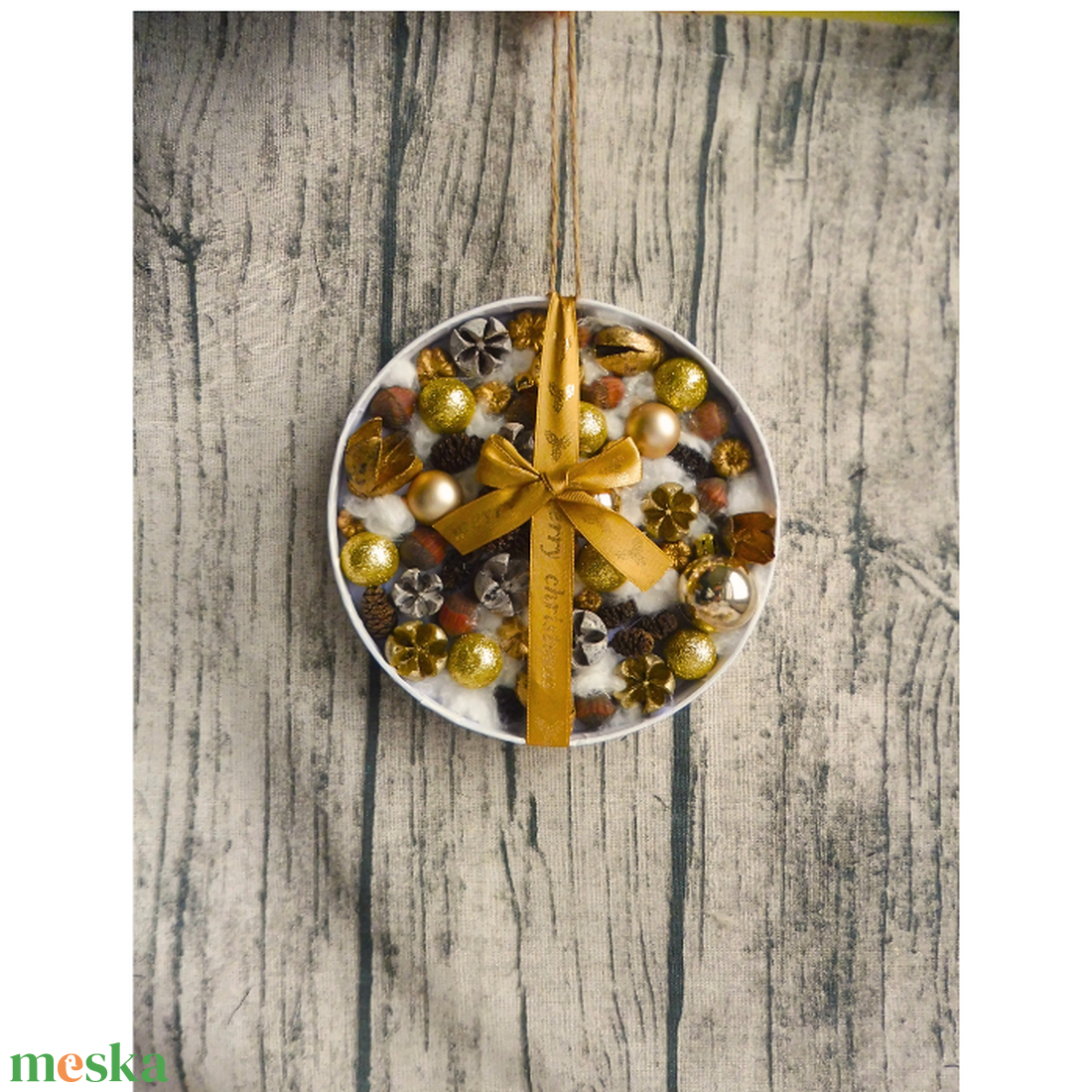 Adventi koszorú és kopogtató szett arany  - karácsony - adventi díszek - adventi ajtódísz - Meska.hu