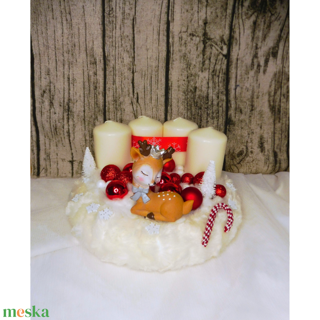 Őzike adventi koszorú - karácsony - adventi díszek - adventi koszorú - Meska.hu