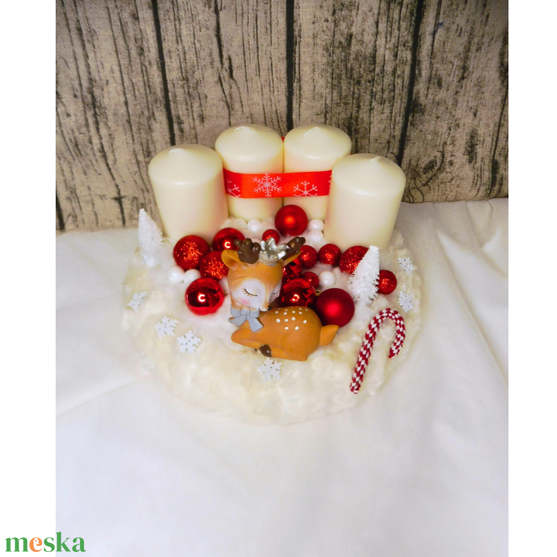 Őzike adventi koszorú - karácsony - adventi díszek - adventi koszorú - Meska.hu