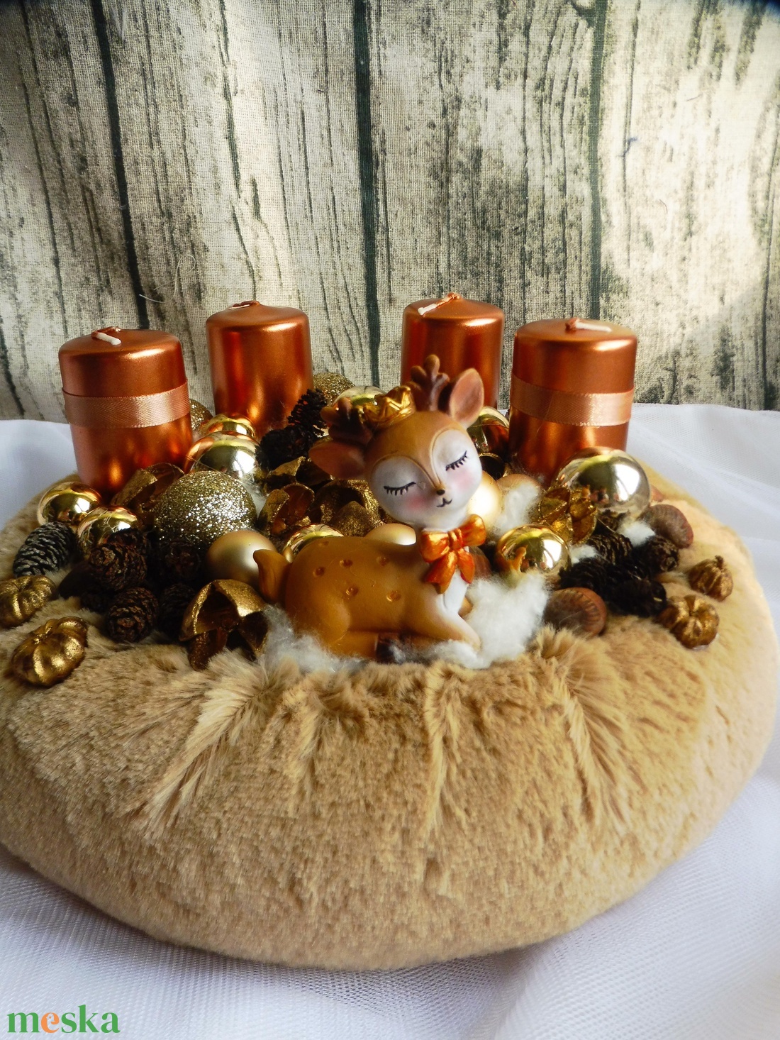 Barna és bronzos adventi koszorú - karácsony - adventi díszek - adventi koszorú - Meska.hu