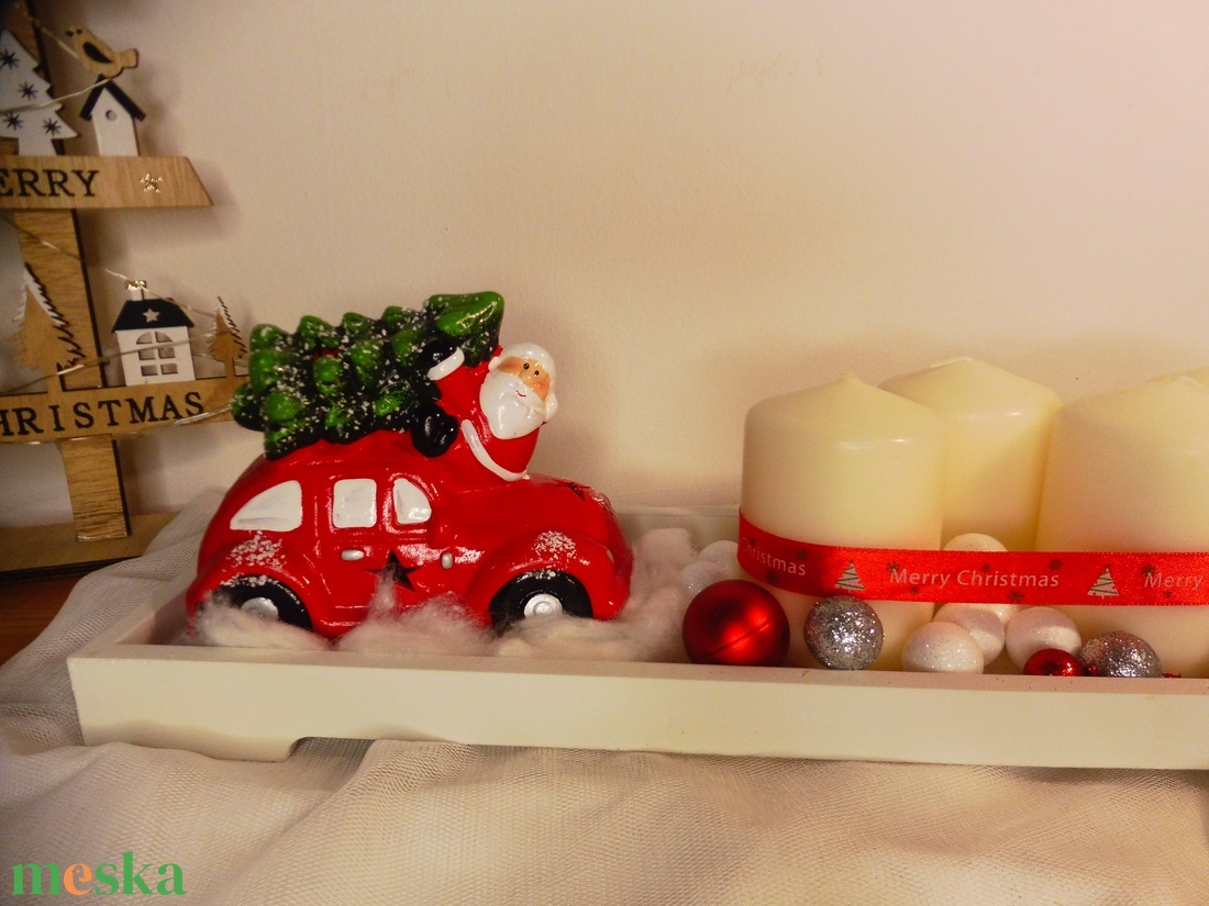 Mikulás autóval adventi koszorú - karácsony - adventi díszek - adventi koszorú - Meska.hu