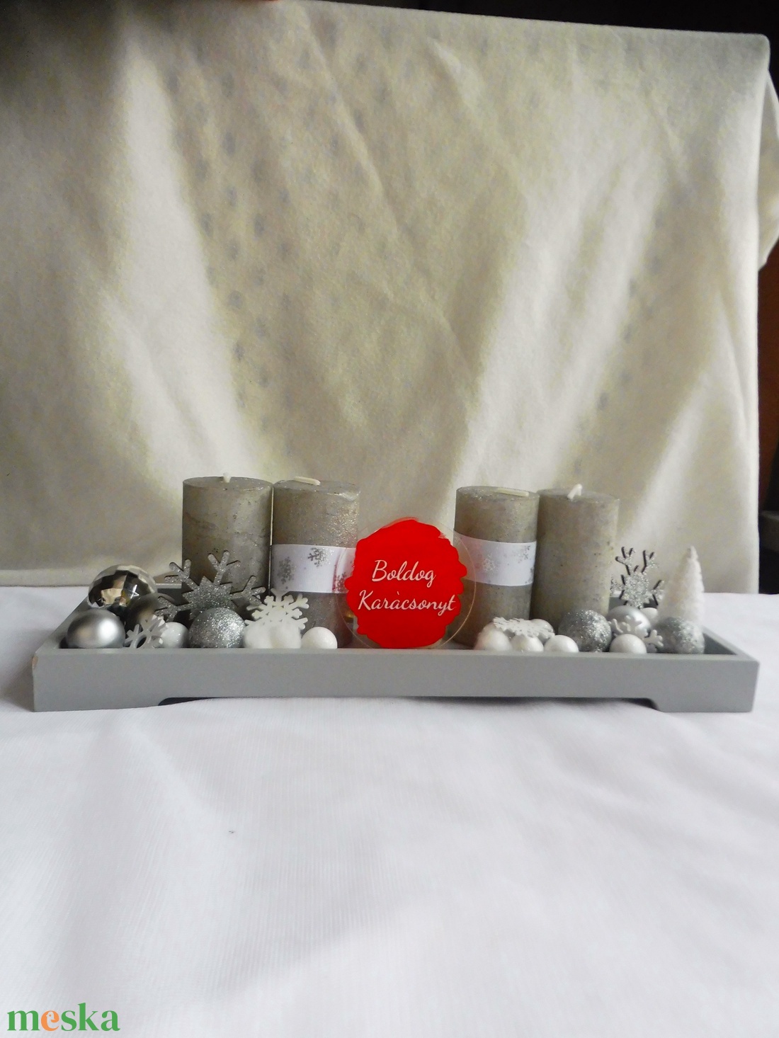 Adventi koszorú piros ás ezüst színben - karácsony - adventi díszek - adventi koszorú - Meska.hu