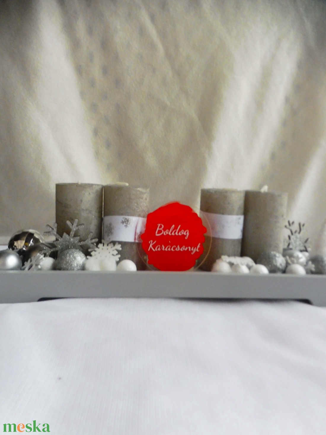 Adventi koszorú piros ás ezüst színben - karácsony - adventi díszek - adventi koszorú - Meska.hu