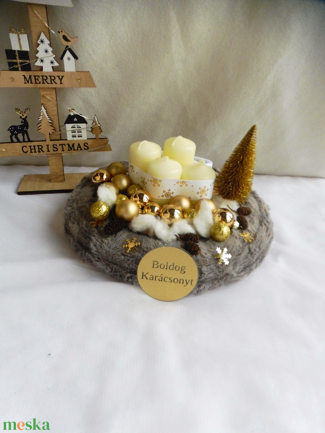 Adventi szett, adventi koszorúval és ajtókopogtatóval - karácsony - adventi díszek - adventi koszorú - Meska.hu