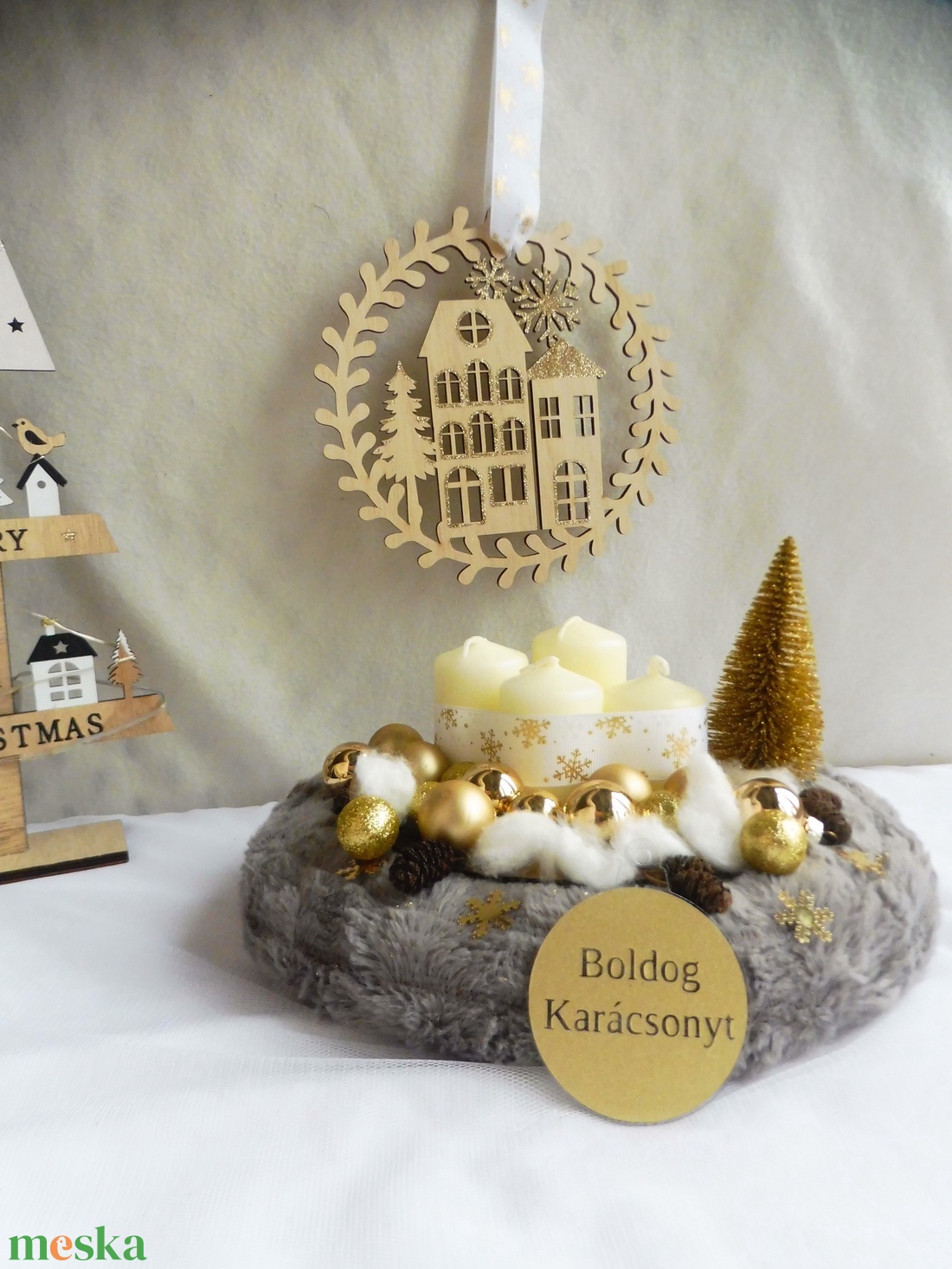 Adventi szett, adventi koszorúval és ajtókopogtatóval - karácsony - adventi díszek - adventi koszorú - Meska.hu