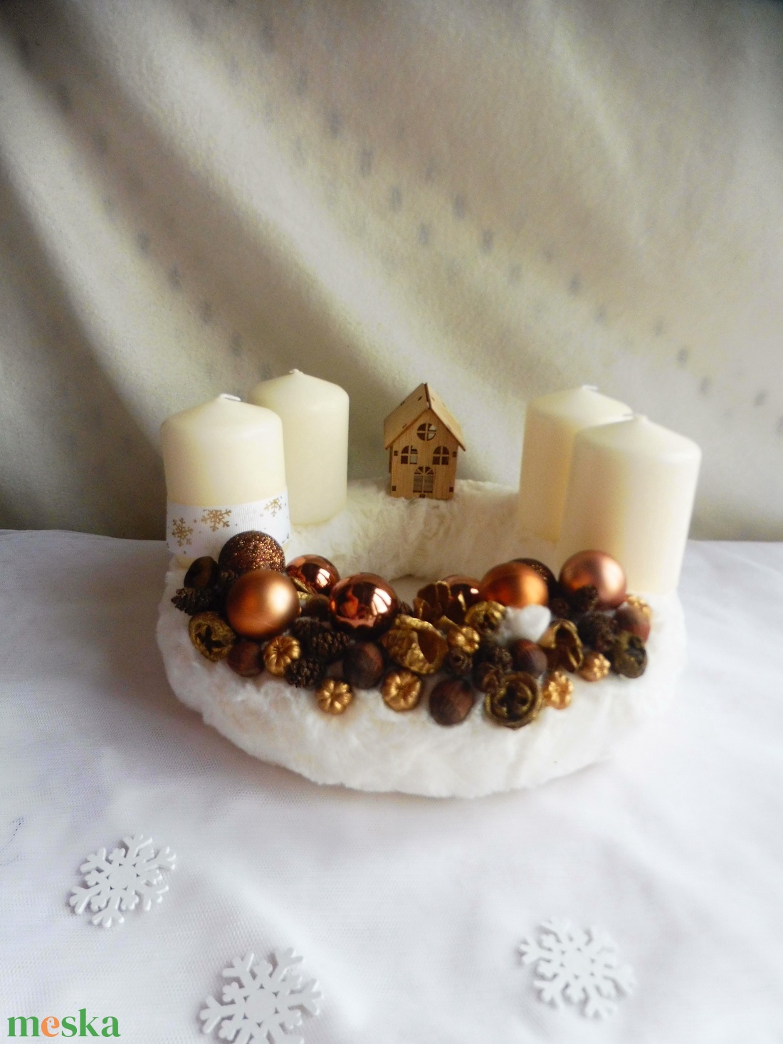 Barna és bronz adventi koszorú - karácsony - adventi díszek - adventi koszorú - Meska.hu