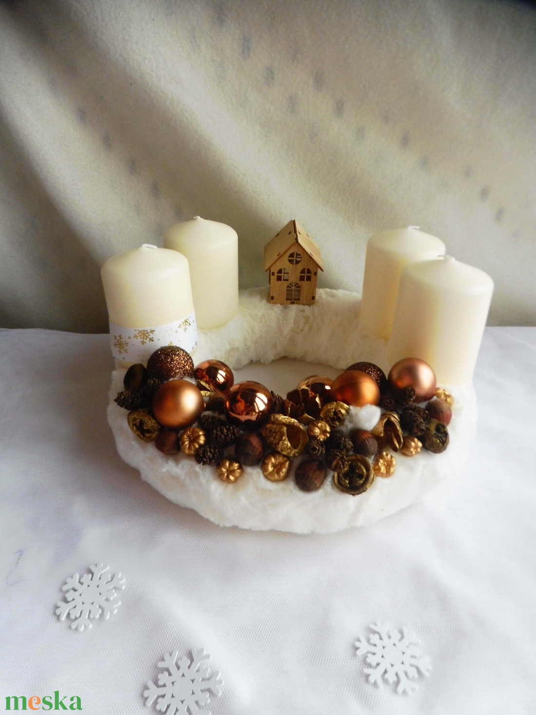 Barna és bronz adventi koszorú - karácsony - adventi díszek - adventi koszorú - Meska.hu