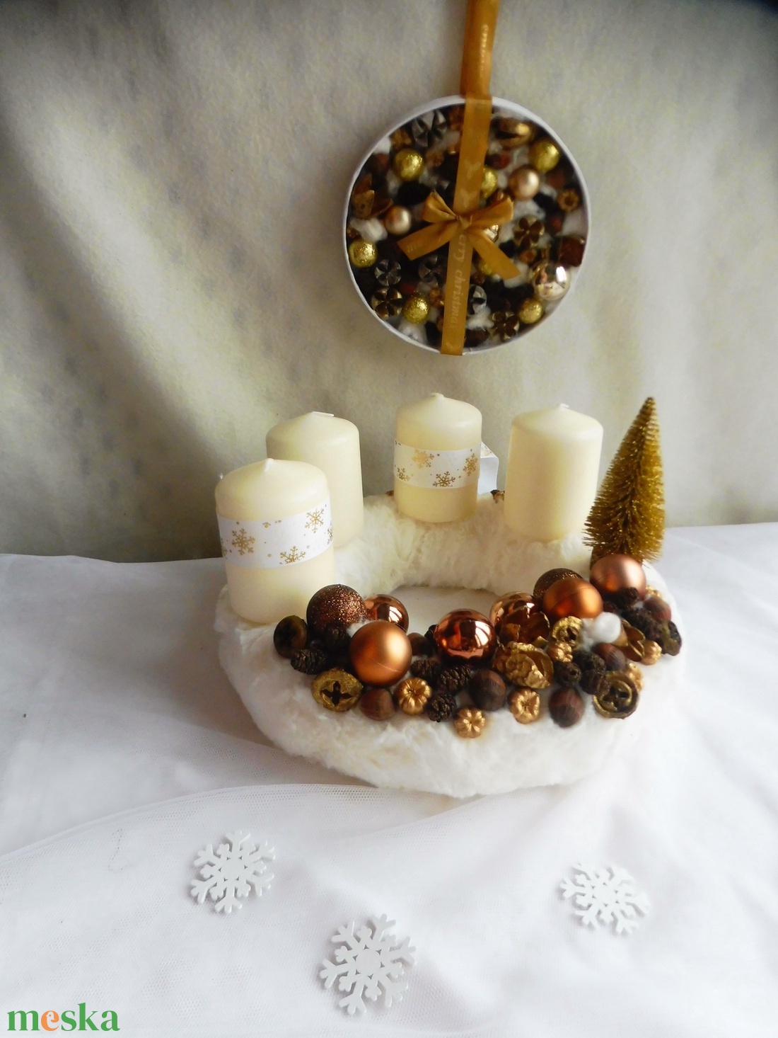 Adventi szett, adventi koszorú és ajtókopogtató - karácsony - adventi díszek - adventi koszorú - Meska.hu