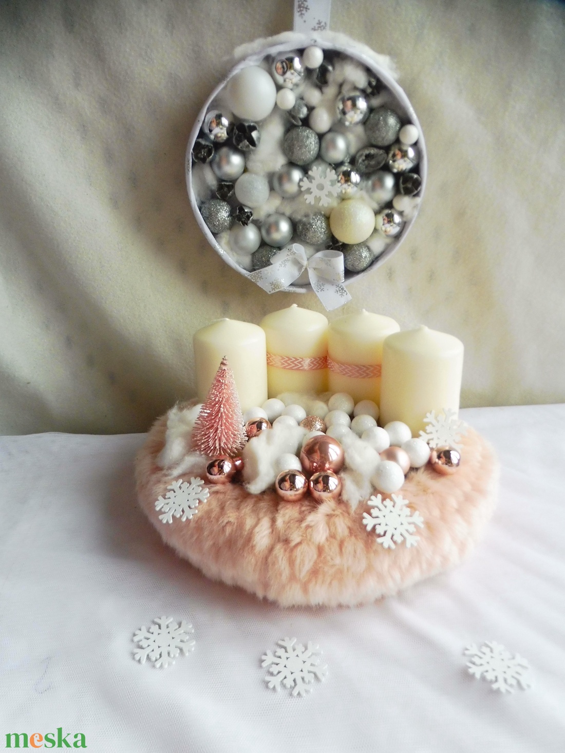 Adventi szett, adventi koszorú és adventi ajtókopogtató - karácsony - adventi díszek - adventi koszorú - Meska.hu