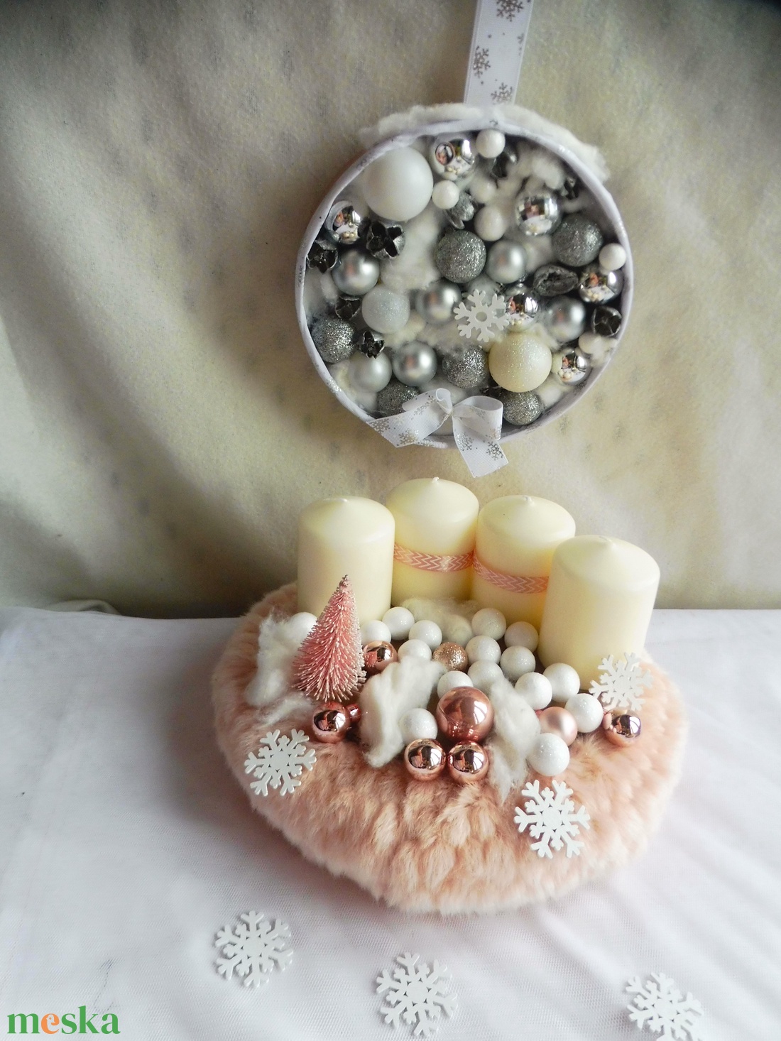 Adventi szett, adventi koszorú és adventi ajtókopogtató - karácsony - adventi díszek - adventi koszorú - Meska.hu