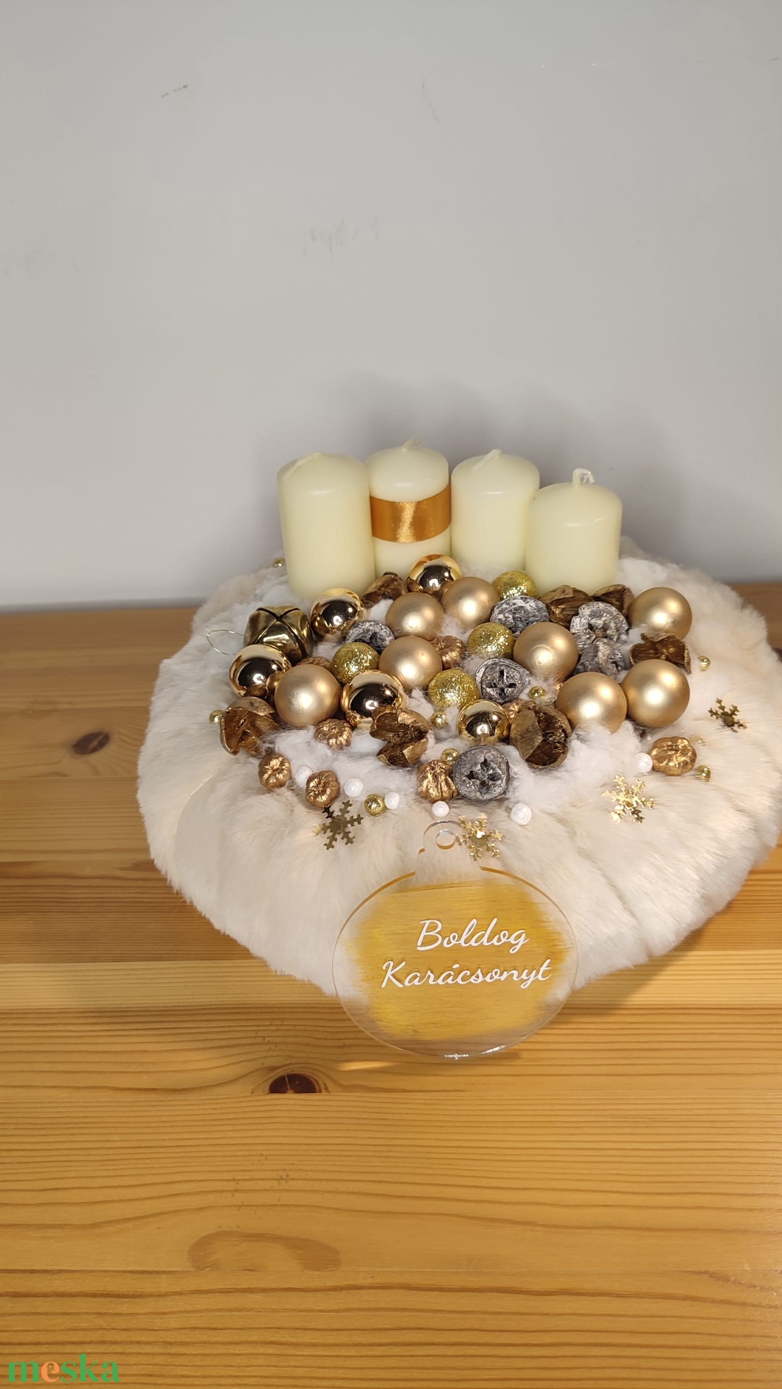 Adventi koszorú boldog karácsonyt felirattal - karácsony - adventi díszek - adventi koszorú - Meska.hu