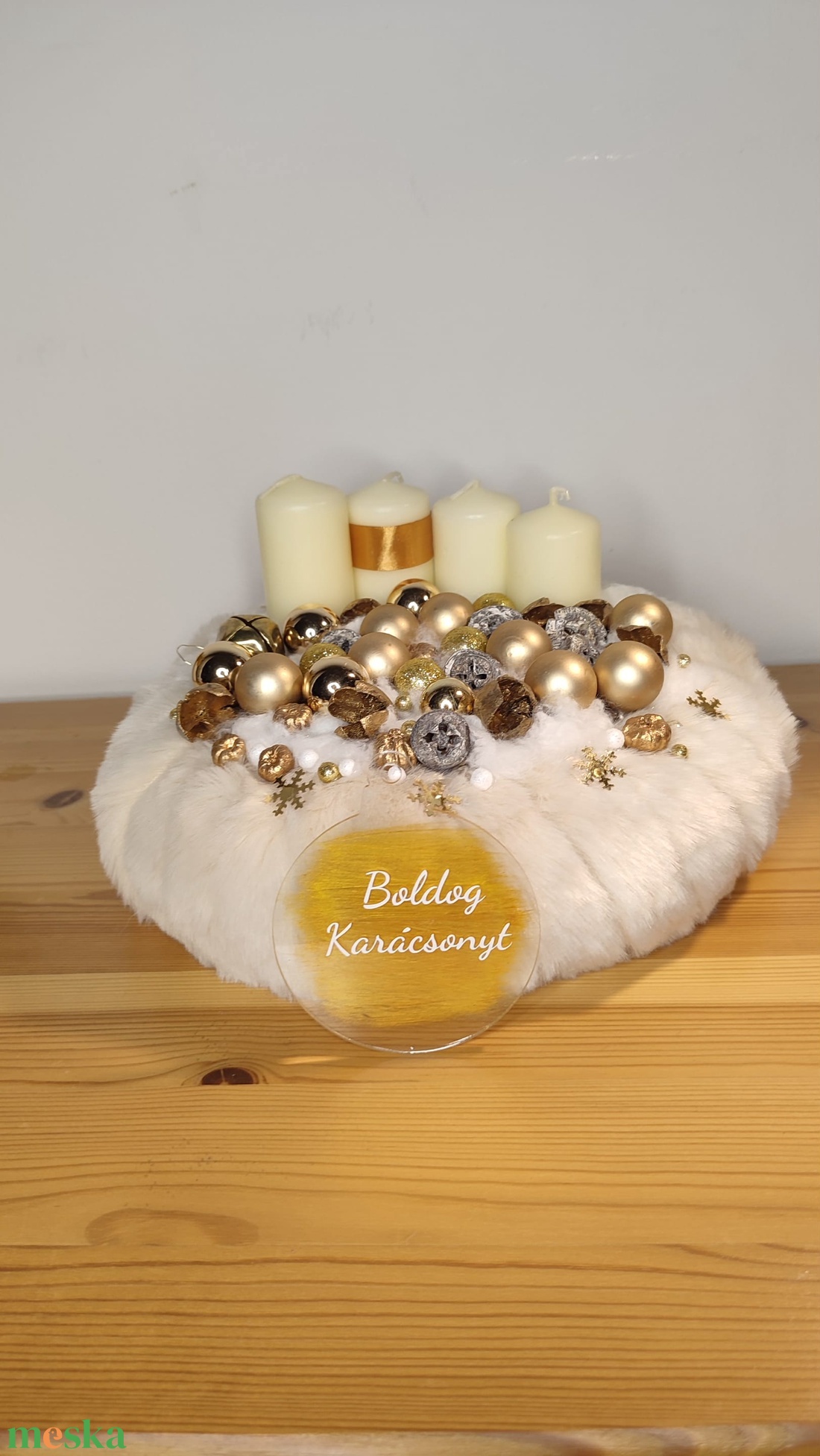 Adventi koszorú boldog karácsonyt felirattal - karácsony - adventi díszek - adventi koszorú - Meska.hu