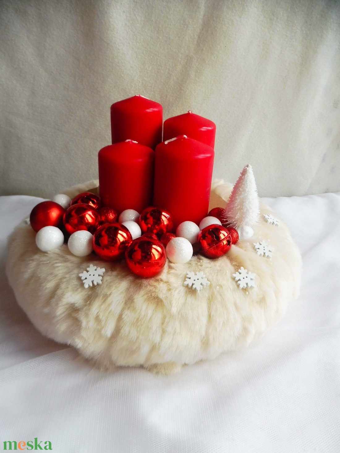 Adventi koszorú és kopogtató, adventi szett piros - karácsony - adventi díszek - adventi koszorú - Meska.hu