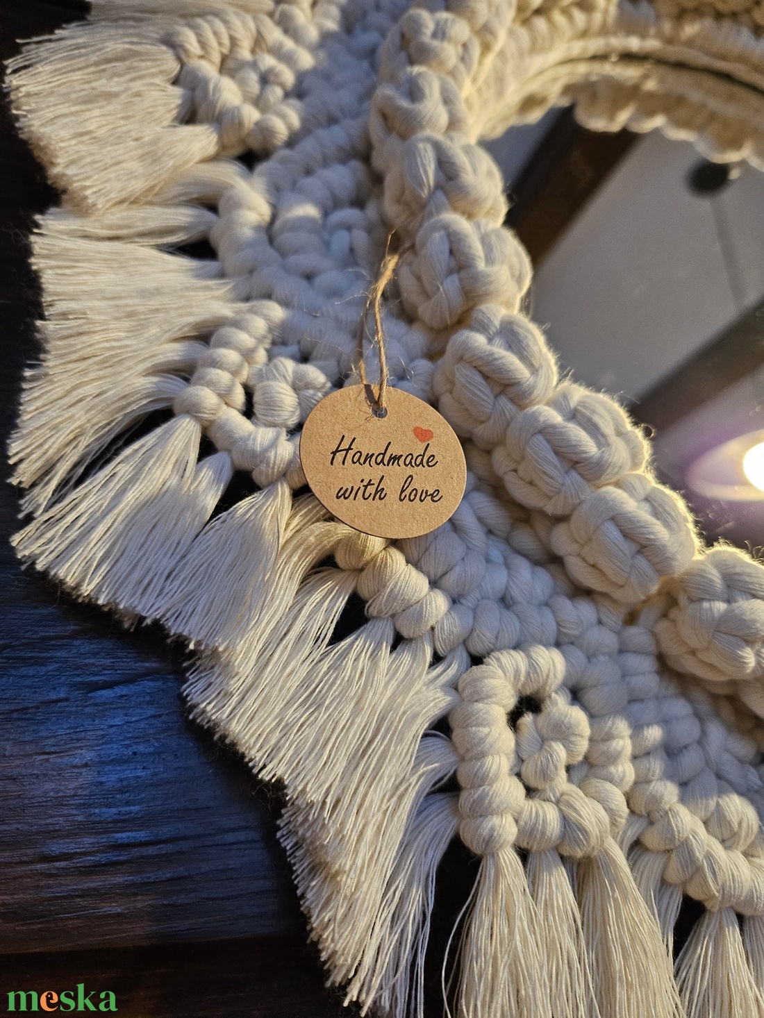 Tükör makramé kerettel - otthon & életmód - dekoráció - tükör - Meska.hu