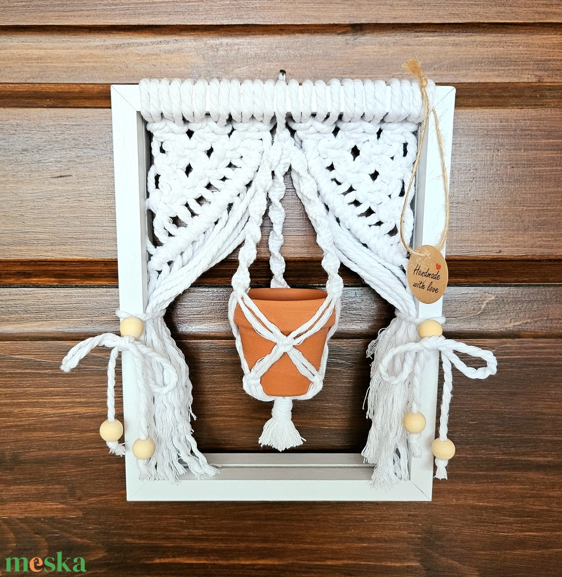 Mini makramé ablak - otthon & életmód - dekoráció - fali és függő dekoráció - falra akasztható dekor - Meska.hu Mini makramé ablak - otthon & életmód - dekoráció - fali és függő dekoráció - falra akasztható dekor - Meska.hu