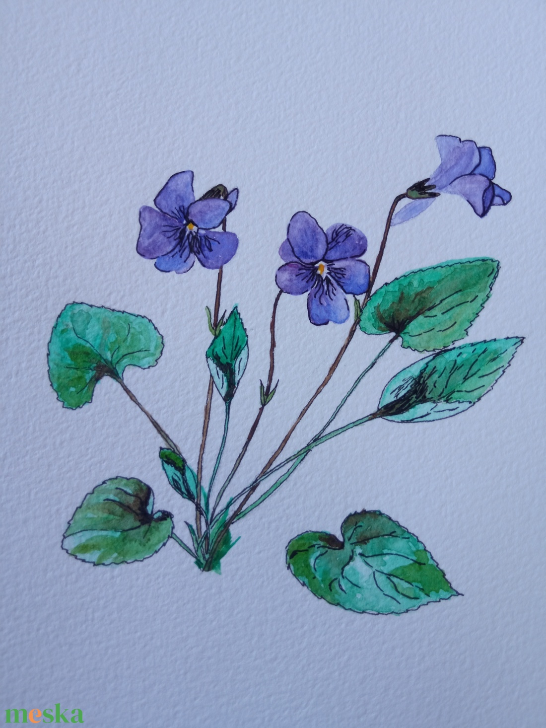 Ibolya - tavaszi fali dekoráció - eredeti festmény  - művészet - festmény - akvarell - Meska.hu