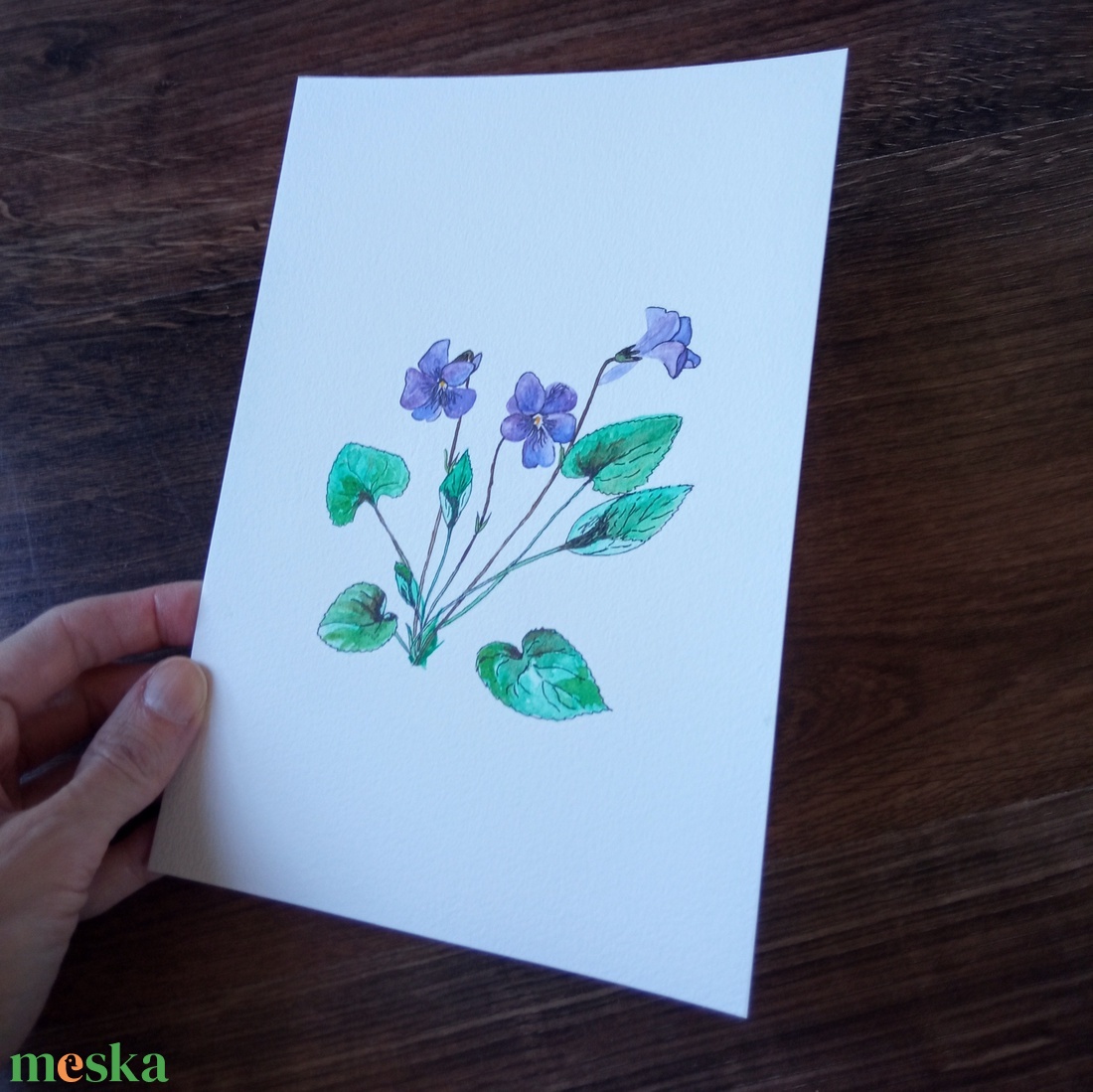 Ibolya - tavaszi fali dekoráció - eredeti festmény  - művészet - festmény - akvarell - Meska.hu