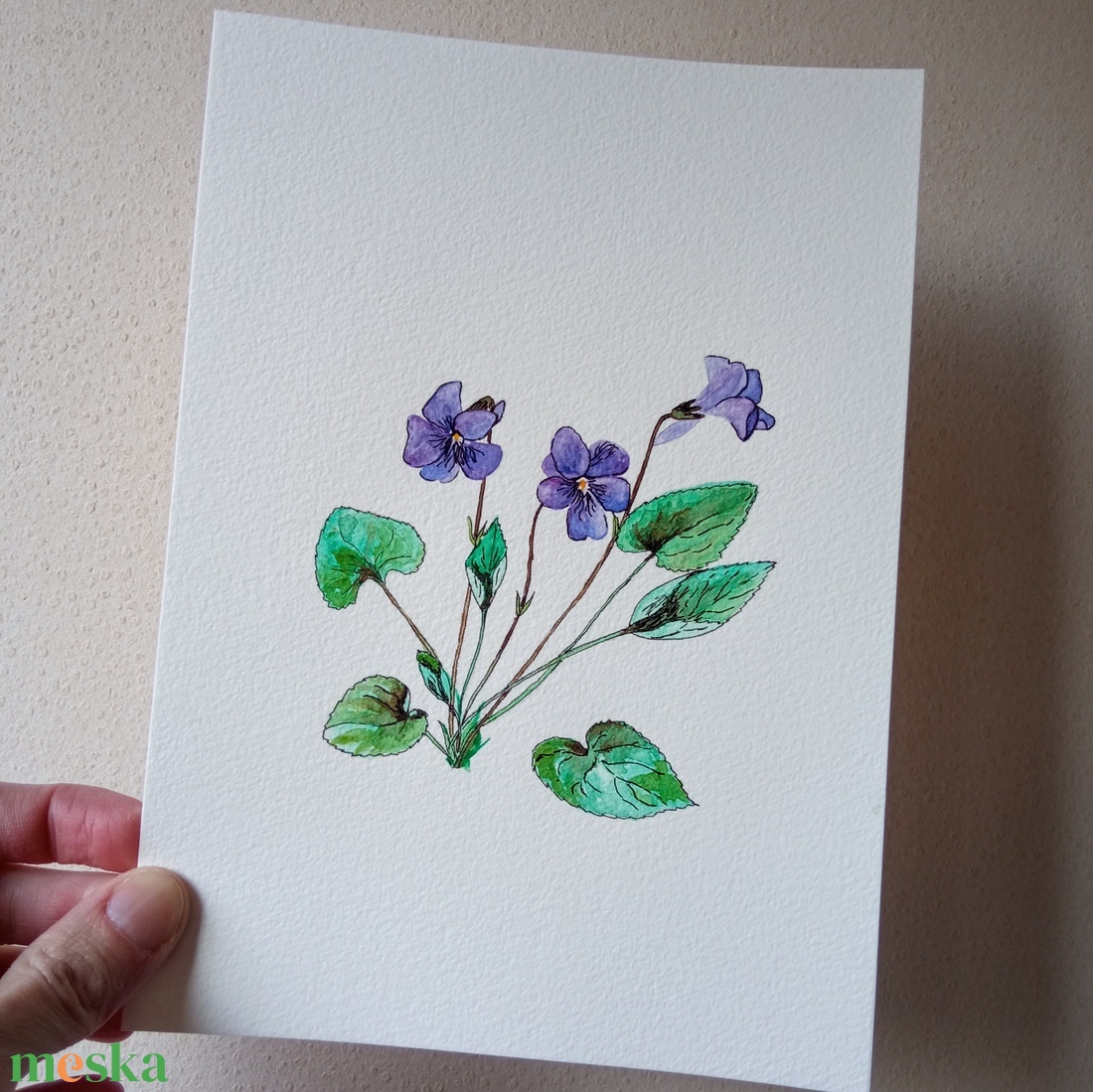 Ibolya - tavaszi fali dekoráció - eredeti festmény  - művészet - festmény - akvarell - Meska.hu