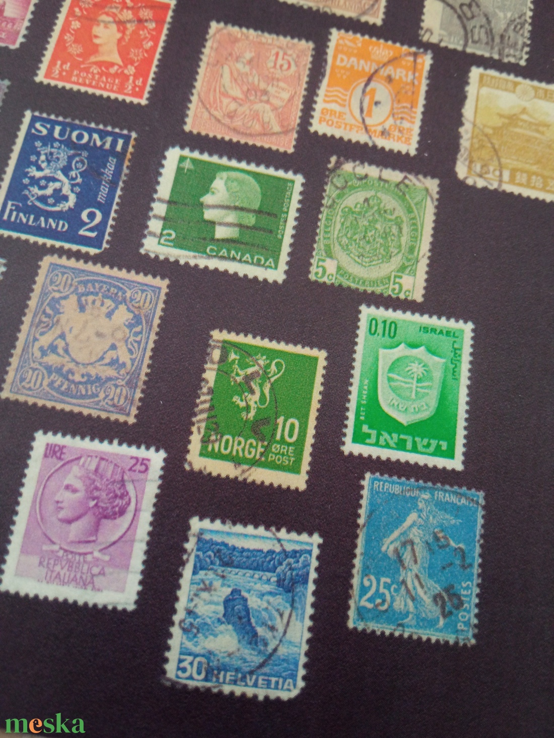 Színes bélyegek - képeslap - otthon & életmód - papír, írószer - ajándékozás kellékei - képeslap, üdvözlőlap - Meska.hu