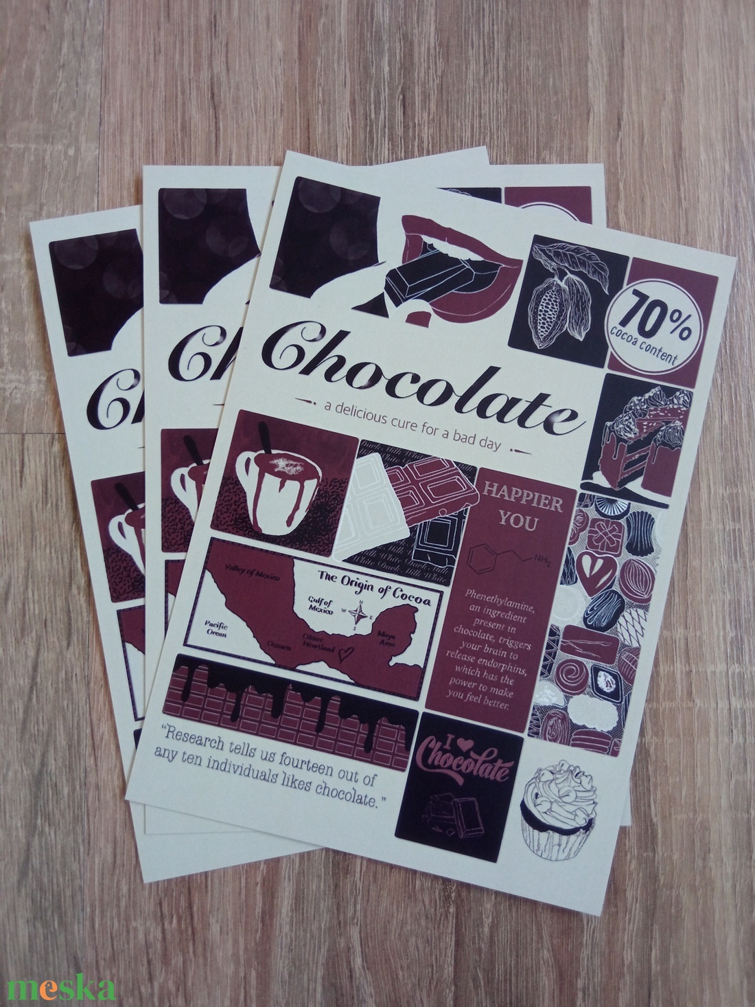 Chocolate - gasztro poszter képeslap - 3 db  - művészet - grafika & illusztráció - digitális - Meska.hu