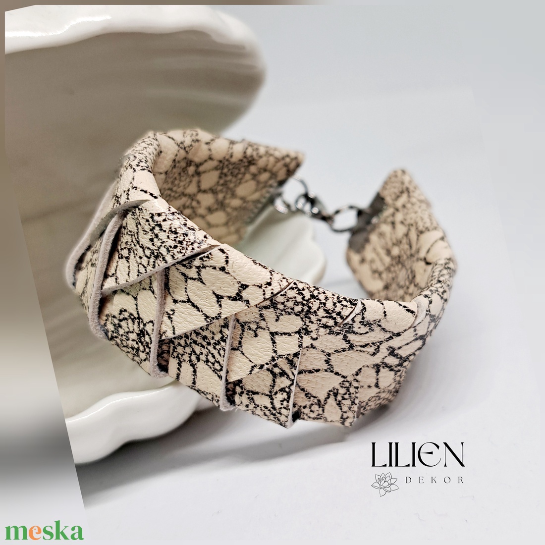 MELANGE bőr karkötő - ékszer - karkötő - fonott karkötő - Meska.hu