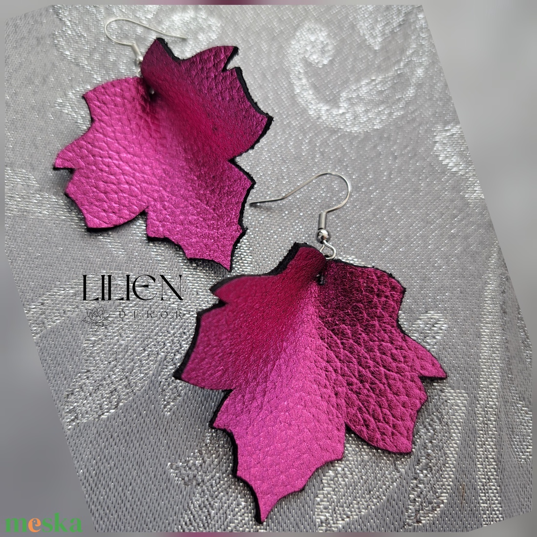 PINK JUHAR bőr fülbevaló - ékszer - fülbevaló - lógó fülbevaló - Meska.hu PINK JUHAR bőr fülbevaló - ékszer - fülbevaló - lógó fülbevaló - Meska.hu