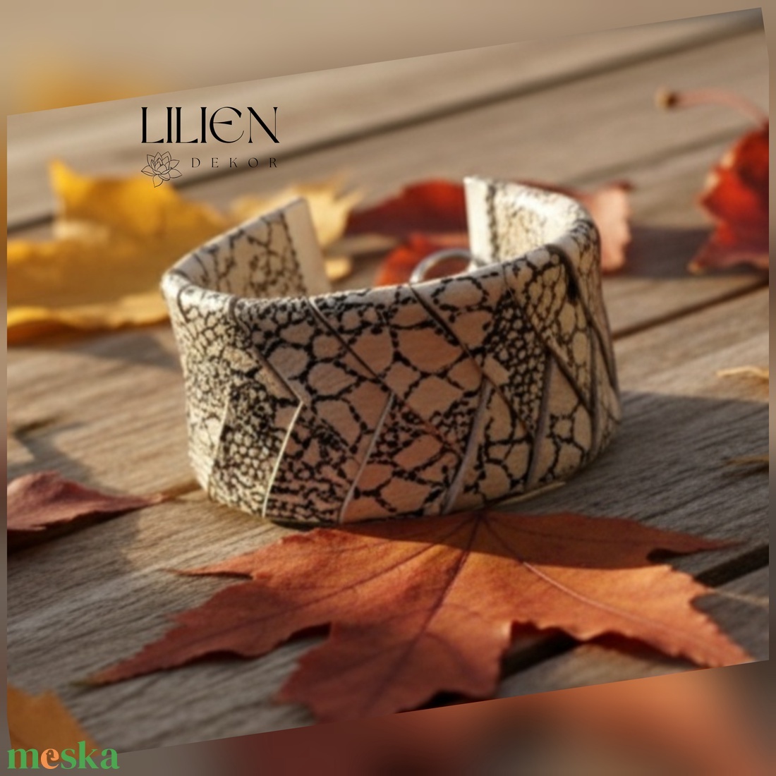 Natúr  bőr karkötő - ékszer - karkötő - fonott karkötő - Meska.hu