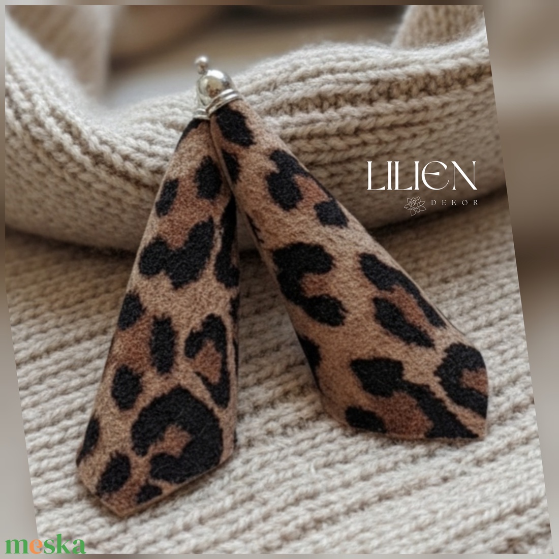  LEOPÁRD  bőr fülbevaló  - ékszer - fülbevaló - lógó fülbevaló - Meska.hu