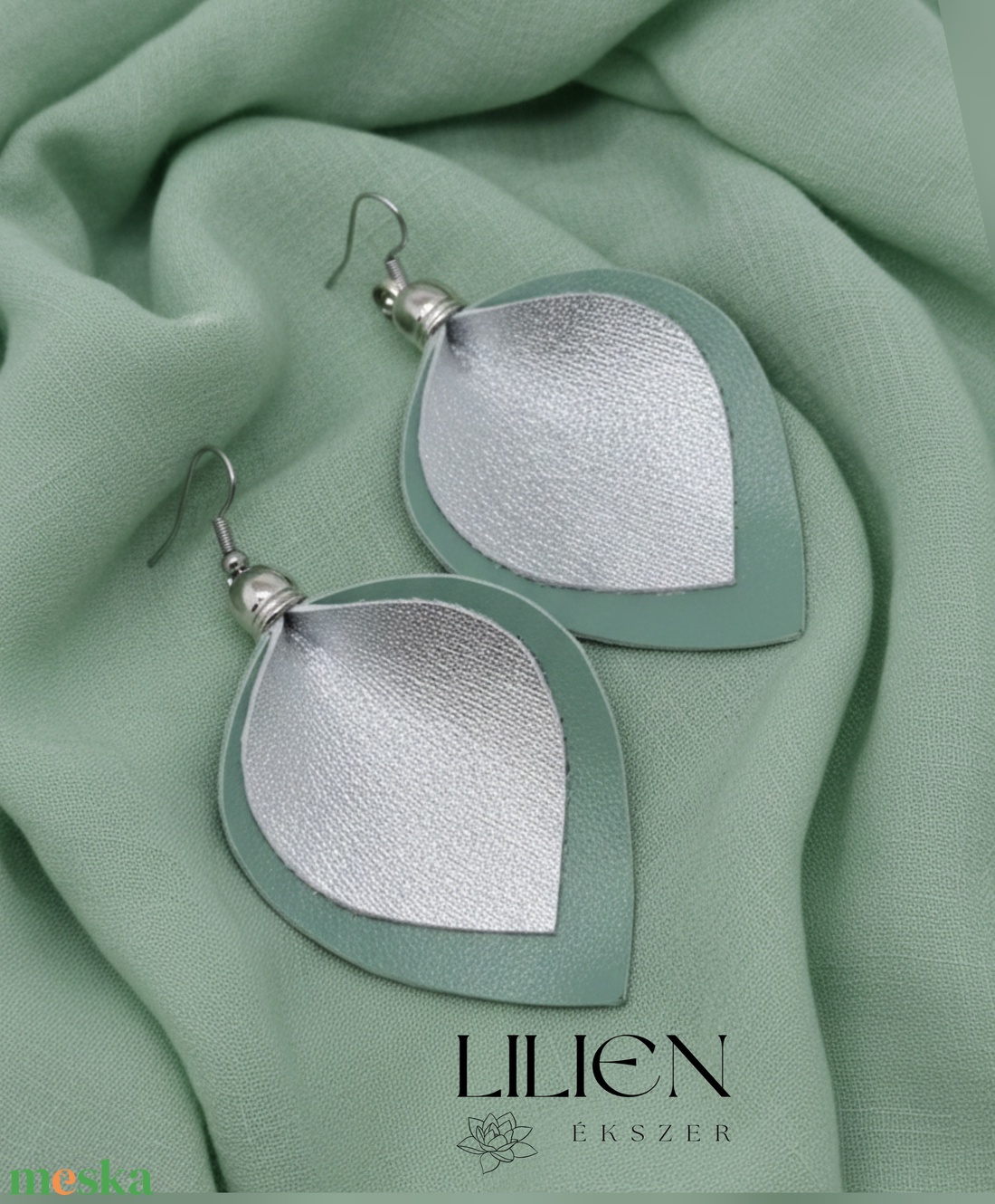 MENTACSEPP lógós bőr fülbevaló - ékszer - fülbevaló - lógó csepp fülbevaló - Meska.hu